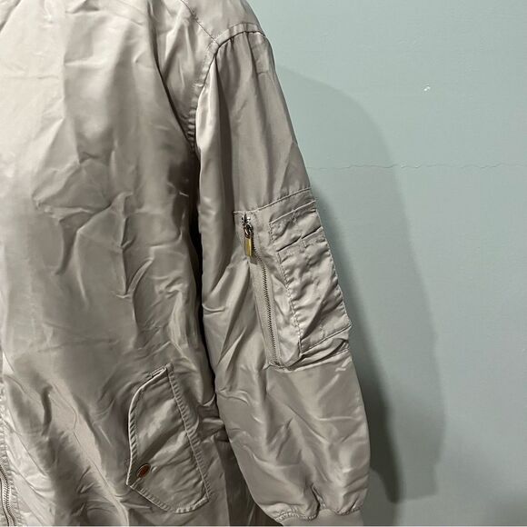 French Connection Grey Layered Long Bomber Jacket Size Small - Picture 5 of 10